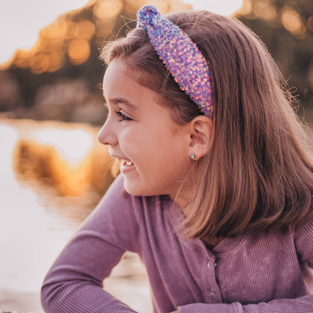Kids Knot Headband - Rainbow Sequin Knotted Hair Accessories