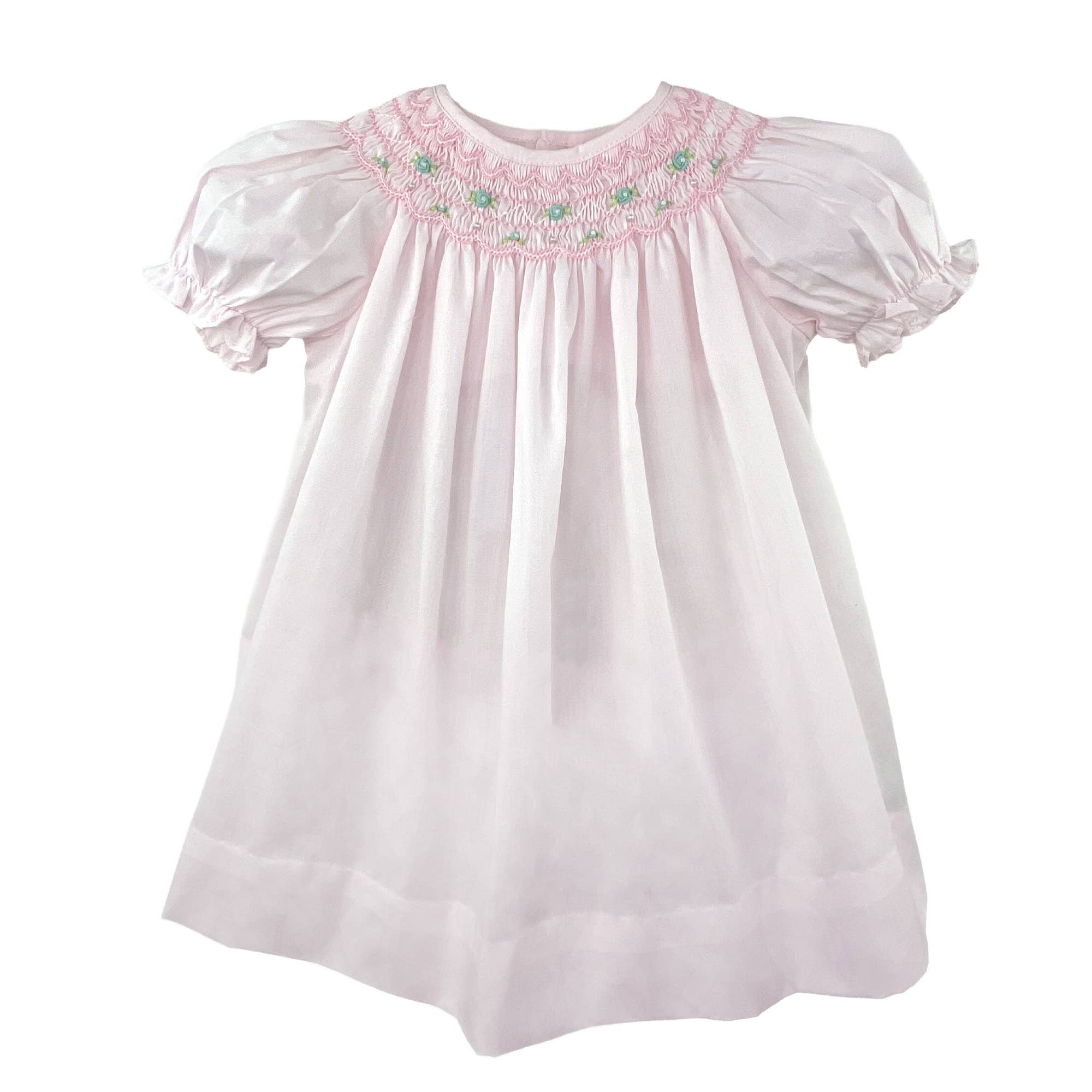 Dress with Hand Bishop Scalloped Smocking - 2 Colors