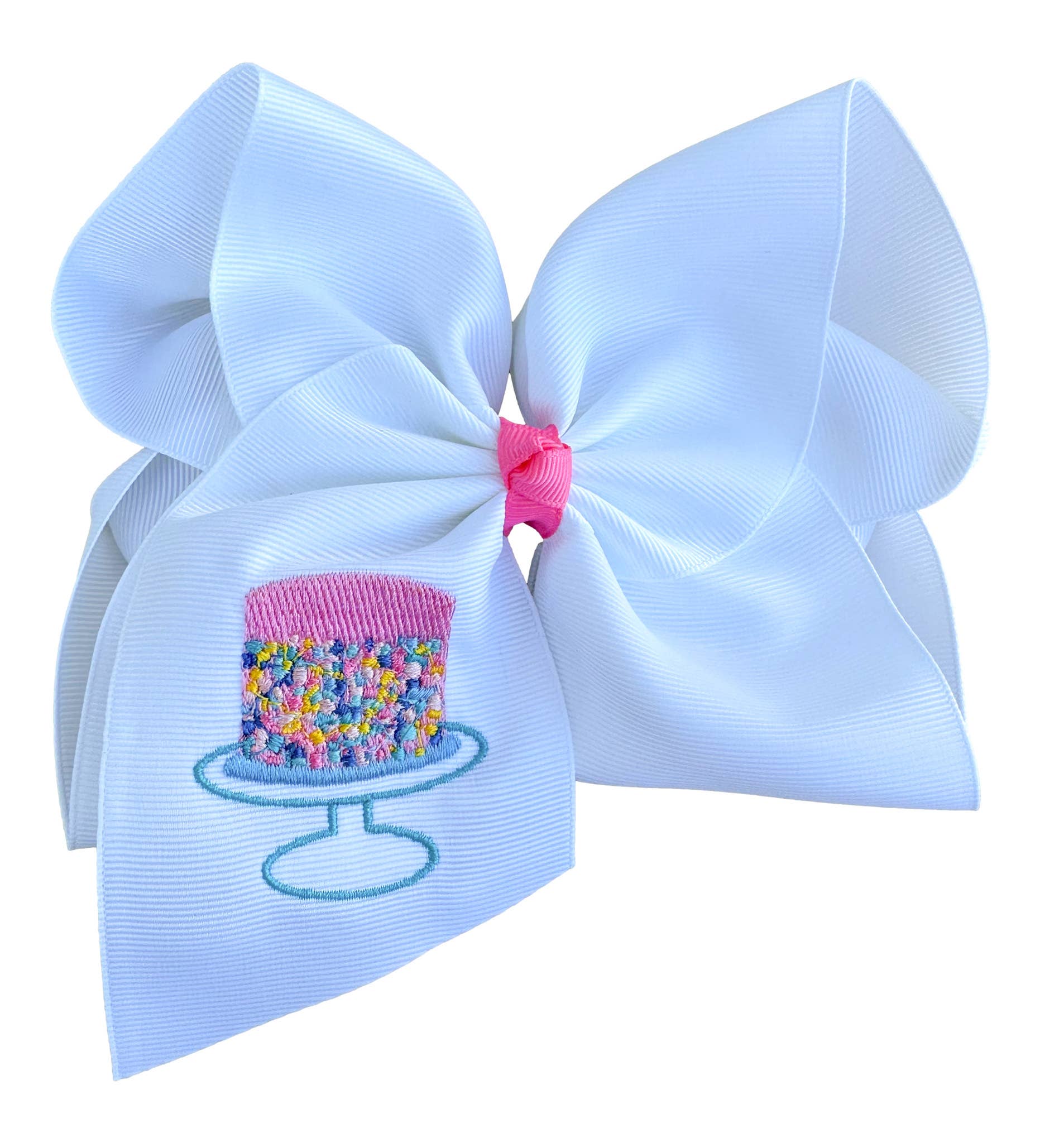 Confetti Cake Embroidered Hair Bow