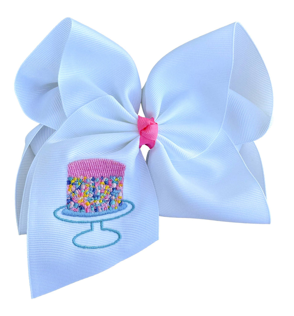 Confetti Cake Embroidered Hair Bow